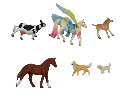 Schleich Tiere Bundle 6 Teile Tierfiguren Pferd Kuh Hund Pegasus