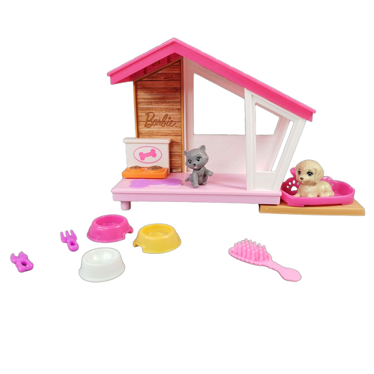 Mattel Mini-Spielset Haustierhaus GRG78, Spielwelt mit Zubehör