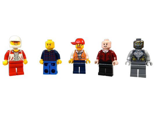 LEGO Bundle Rennfahrer & Bauarbeiter Set von 5 Minifiguren