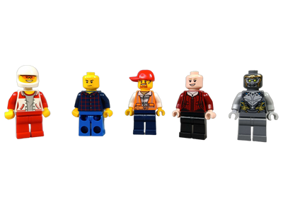 LEGO Bundle Rennfahrer & Bauarbeiter Set von 5 Minifiguren