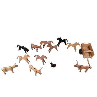 Playmobil Bundle Tiere mit Wagen Pferd Kuh Hund