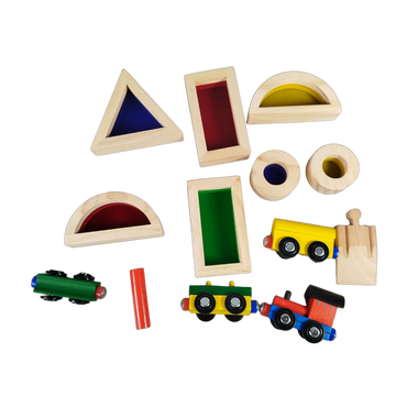 Kids Land Bundle Holzeisenbahn mehrteilig Magnetzüge & Bauklötze