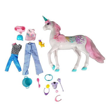 Mattel Bundle Barbie Puppe & Einhorn mit Zubehör