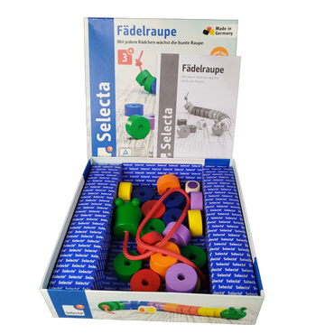 Selecta Spiel Fädelraupe 63005 Fädelspiel aus Holz