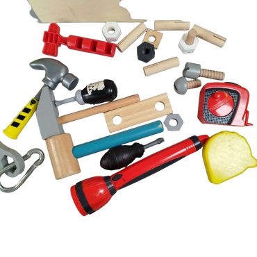 Bundle Bauhelm & Holz-Werkzeugkiste Werkzeug-Set