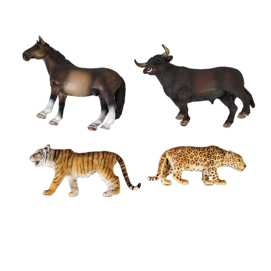 Schleich Tiere Bundle 4 Teile Leopard, Pferd, Tiger & Büffel