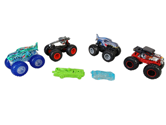 Hot Wheels Bundle Monster Trucks Mega Wrex & Mega Shark Set von 4