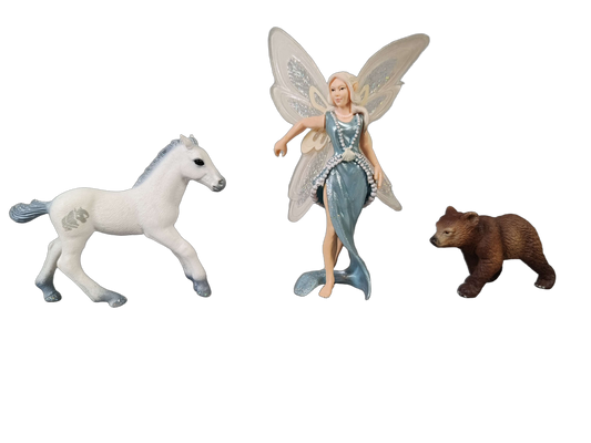 Schleich Bundle Bayala 3 Teile Figuren, Fee, Fohlen & Bärenjunges