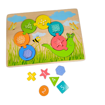 Bundle Holzspielzeug Set von 5 Motorikschleife Zahlenpuzzle & Ziehtier