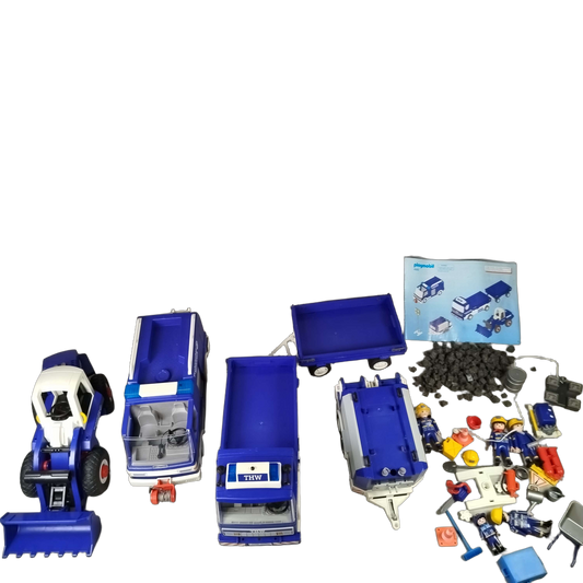 Playmobil Bundle THW 4082 4087 Set von 2 Fahrzeuge, Anhänger & Figuren