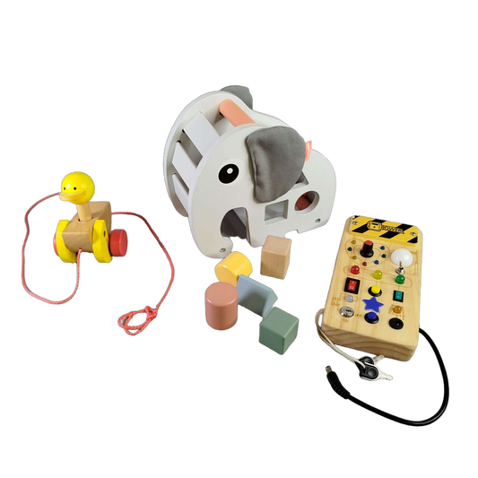 Done by Deer Bundle Motorik Set von 3 Formenbox & Nachzieh-Ente