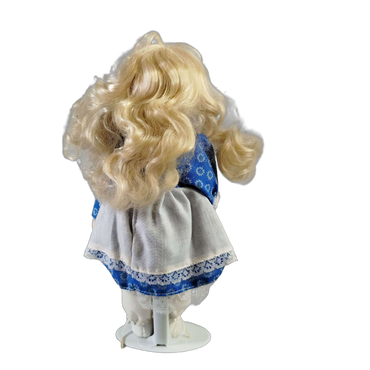 Vintage blondes Haar 25 cm Blumenkleid Porzellanpuppe