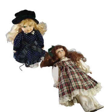 Bundle Vintage Set von 2 Porzellanpuppen 30-40 cm