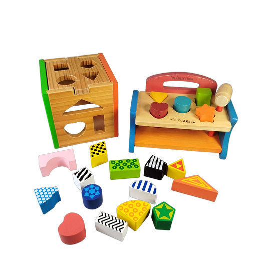 Eichhorn Bundle Montessori Set von 2 Werkbank & Steckwürfel