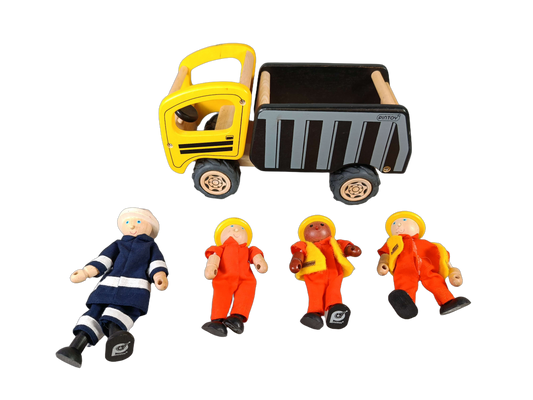 Pintoy Bundle Holz-Kipper Set von 5 LKW & Figuren