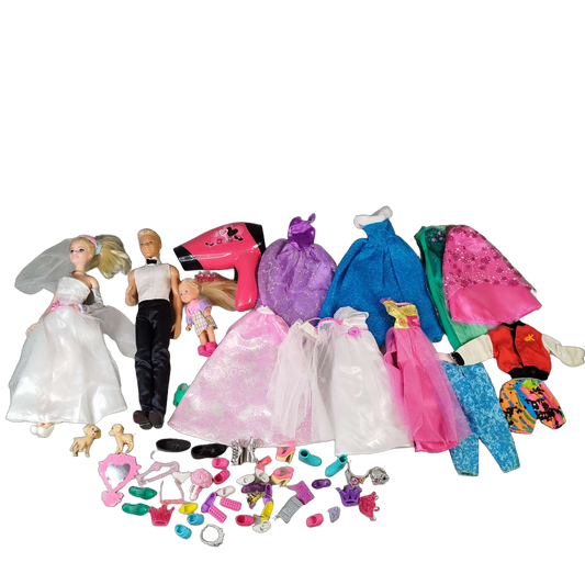 Bundle Hochzeitspaar großes Set Puppen & Zubehör Kleidung & Föhn