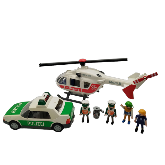 Playmobil Bundle Rettung & Polizei Set von 2 Helikopter & Auto