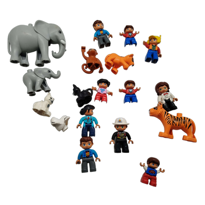 LEGO Bundle Duplo Set von 17 Figuren & Tiere Elefant Tiger Affe Hund