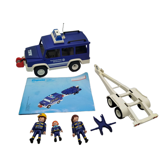 Playmobil Bundle THW 4087 Bootstransport mit Anhänger & 3 Figuren