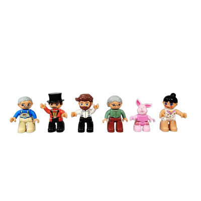 LEGO Bundle Duplo Set von 6 Figuren Großeltern Zirkusdirektor Ferkel