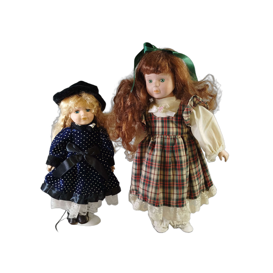 Bundle Vintage Set von 2 Porzellanpuppen 30-40 cm