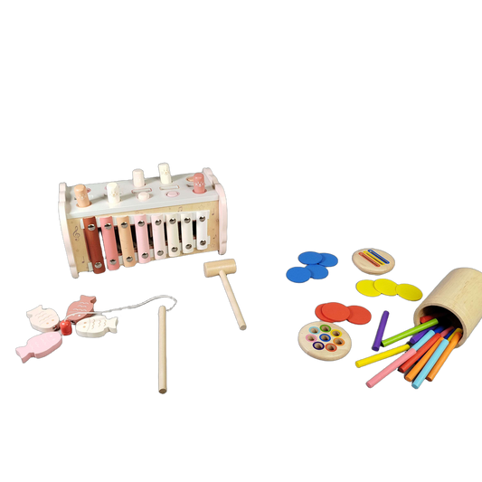 Bundle Holz Motorik & Musik Hammerbank Magnet Angelspiel & Xylophon