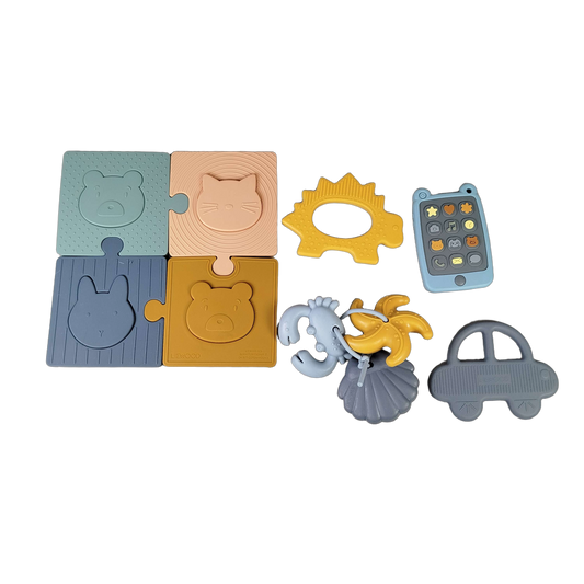Liewood Bundle Montessori Set Silikon-Puzzle, Telefon & Beißringe