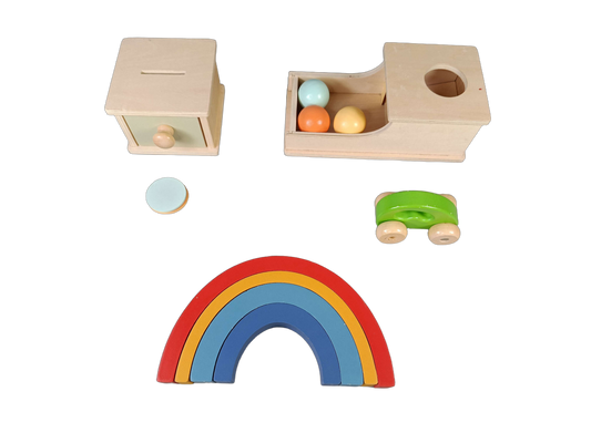 Bundle Montessori Set von 4 Steckspiel, Sortierbox & Stapelspiel