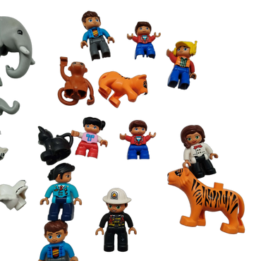 LEGO Bundle Duplo Set von 17 Figuren & Tiere Elefant Tiger Affe Hund