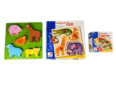 Selecta Spiel Bundle Zoo 2051 Set von 3 Holzpuzzle & Bilderwürfel
