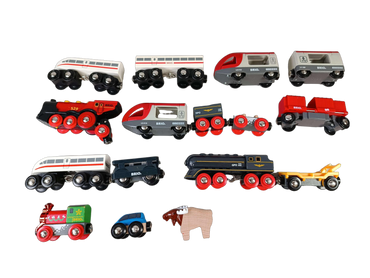 BRIO Bundle Eisenbahn T Rex Bahnübergang, großes Set Lok & Wagen