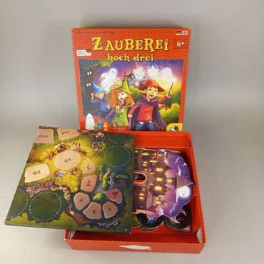 Pegasus Spiele Zauberei hoch drei Brettspiel, gebraucht, ab 6 Jahre