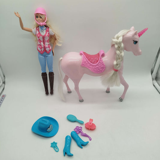 Mattel Barbie Reiterin Puppe mit Einhorn, gebraucht, ab 3 Jahre