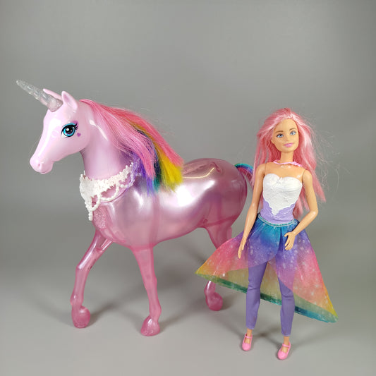 Regenbogen Puppe & Einhorn Figurenspiel Set