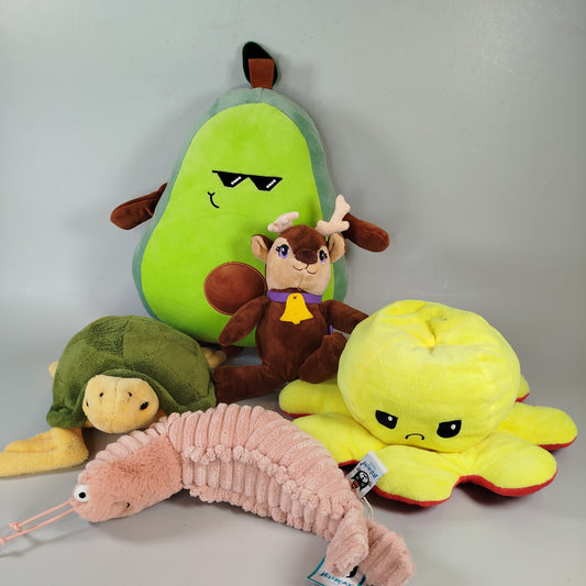 Plüschtiere Set - 5 Stück, Früchte & Tiere Konvolut