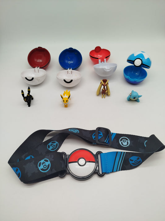 Pokémon Figuren, Bälle und Gürtel – Set von 9 Teilen