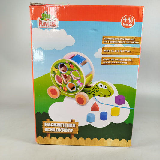 Playland Nachziehtier Schildkröte Holzspielzeug mit Formen