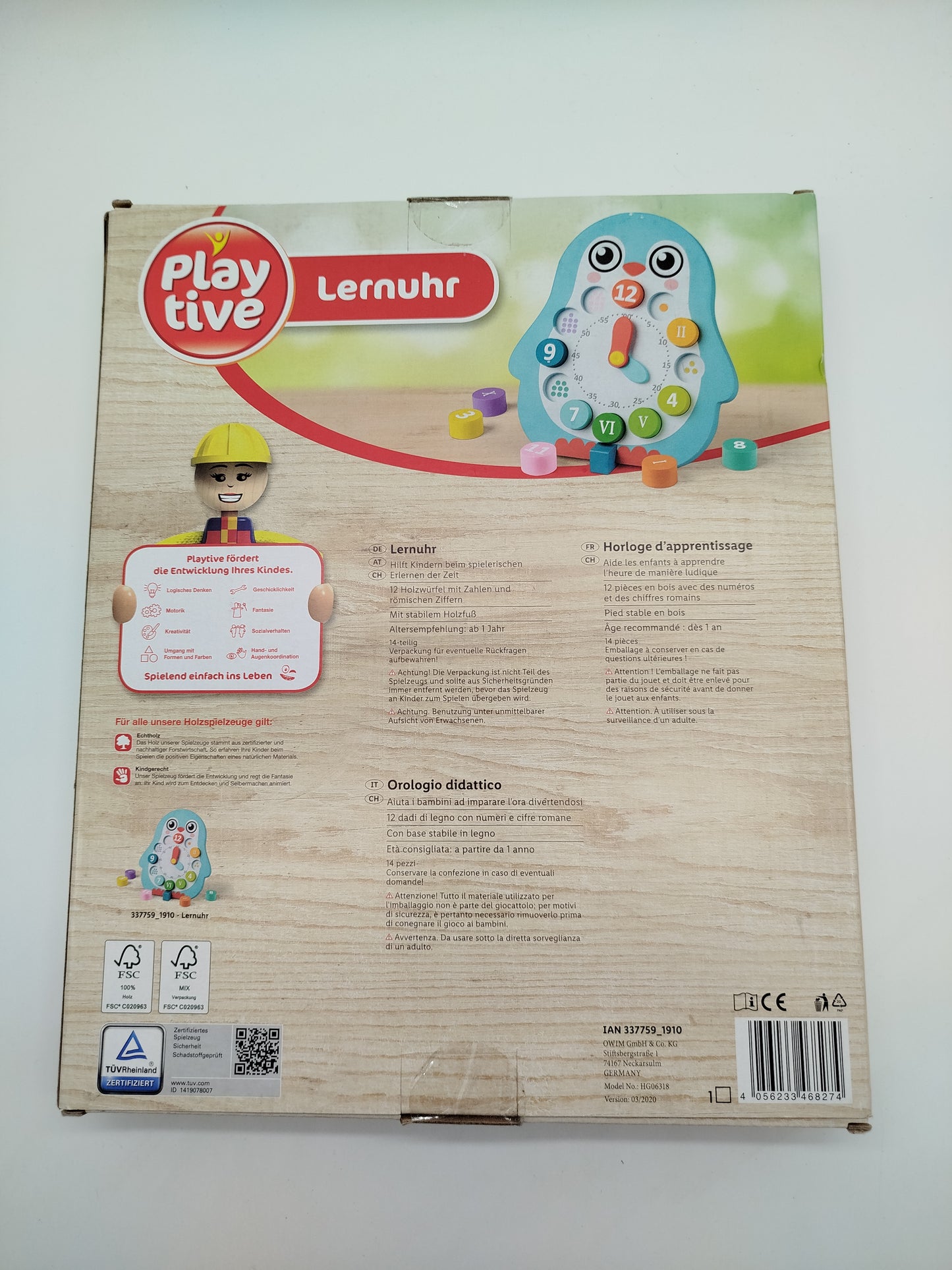 Playtive Lernuhr - Pinguin, OVP, neu