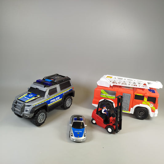 Dickie Toys Fahrzeuge Set – Polizei, Feuerwehr & Gabelstapler