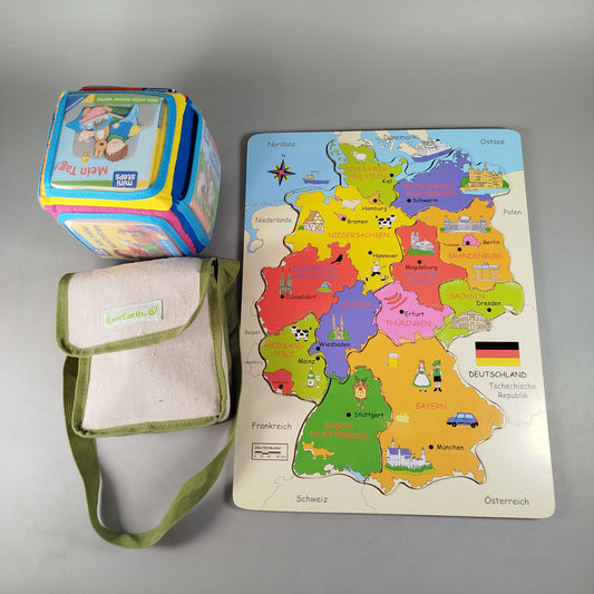 EverEarth Bundle Holzpuzzle & Stoffwürfel Lernspielzeug