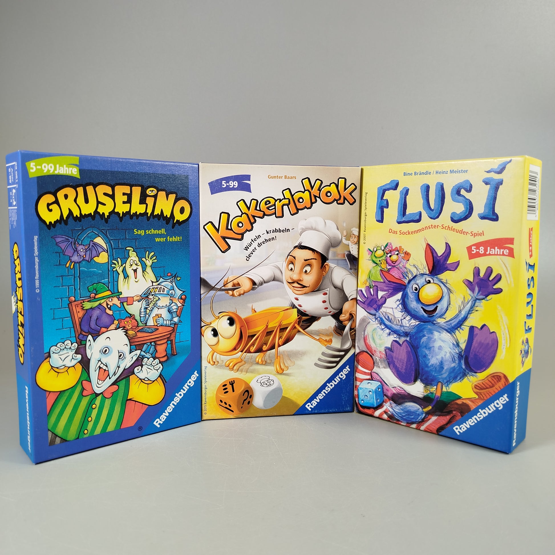 Ravensburger Brettspiel-Set – Gruselino, Kakerlakak, Flusi, gebraucht