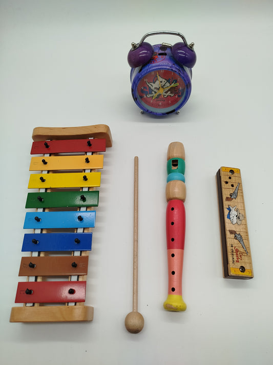 Musikinstrumente Set - Xylophon, Flöte, Mundharmonika
