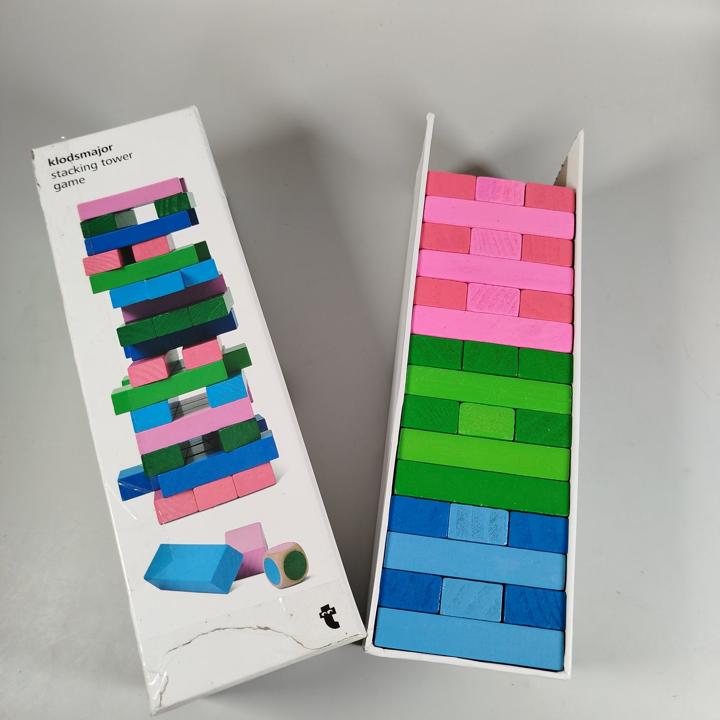 Diverse Bunte Bauscheiben, Mikado-Spiel, Stapelturm, Werkzeugkasten Bunte Bausc