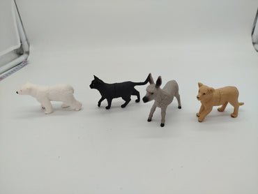 Schleich Puzzlemals Set von 4 – Eisbär, Katze, Esel, Löwenjunges