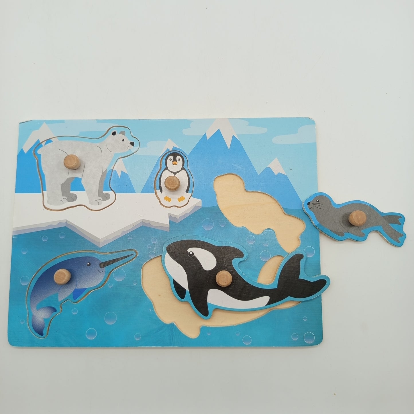 Kinder Holzpuzzle Set von 4 – mit Griffknöpfen & Tiermotiven