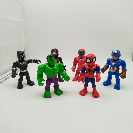 Mattel Marvel Actionfiguren Set von 6 Superhelden – Spider-Man, Iron Man, Hulk