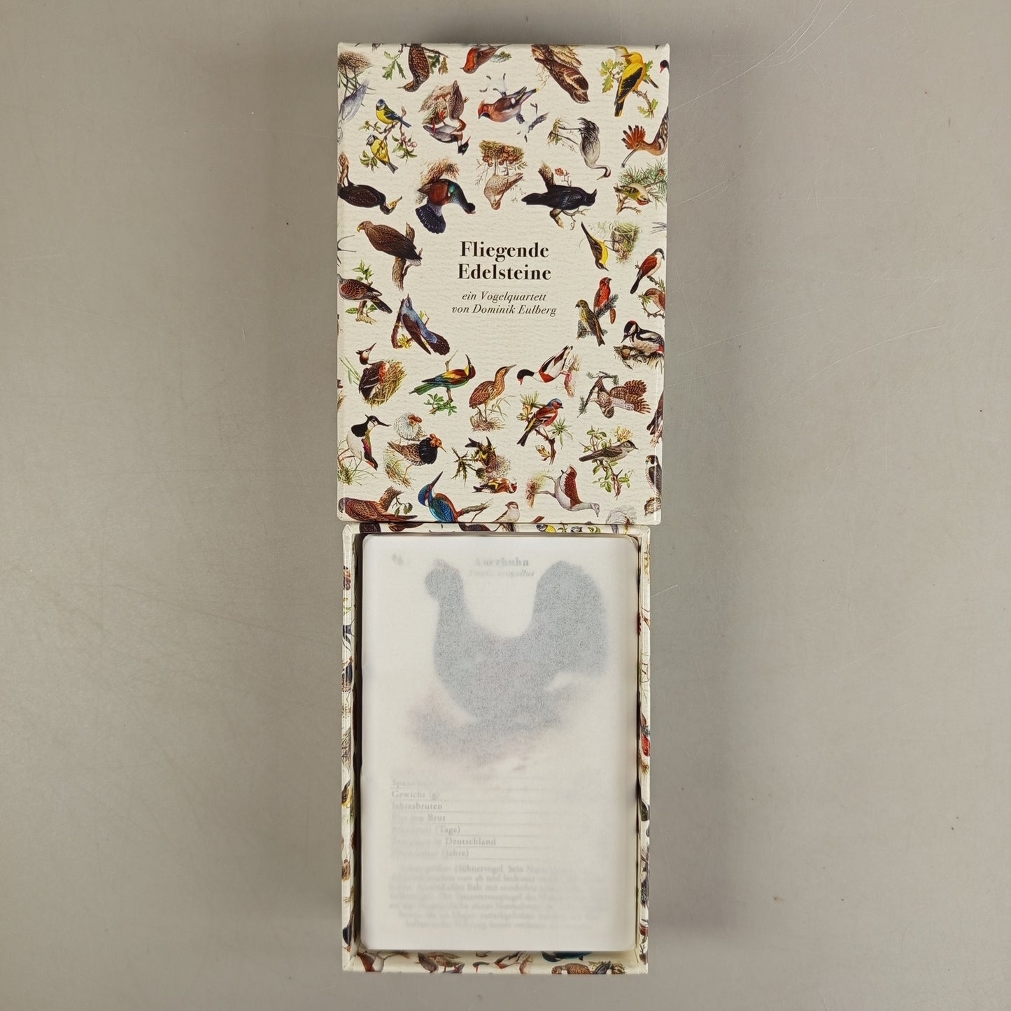 Dominik Eulberg Kartenspiel – Fliegende Edelsteine Vogelquartett, neu