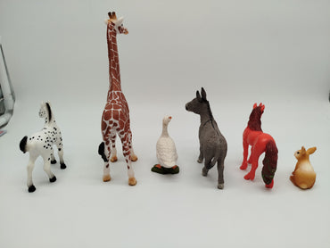 Schleich Tierfiguren Set von 6 - Bauernhof, Giraffe, Einhorn