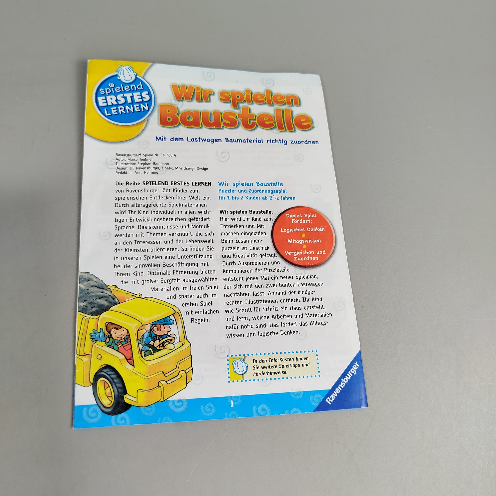 Ravensburger Brettspiel – Wir spielen Baustelle, Lernspiel ab 2 Jahren