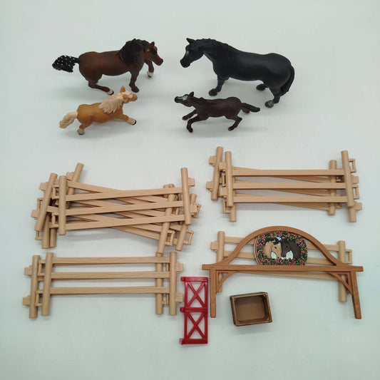 Schleich Bundle Pferde 4 Figuren & Zaun, gebraucht, ab 3 4 5 Jahre | ✅ geprüft